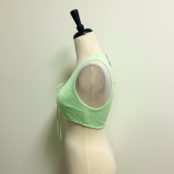 Savage X Fenty Fluorescent Green Terry Cloth Sleeveless Tie Crop Top NWT Large - Picture 5 of 10
